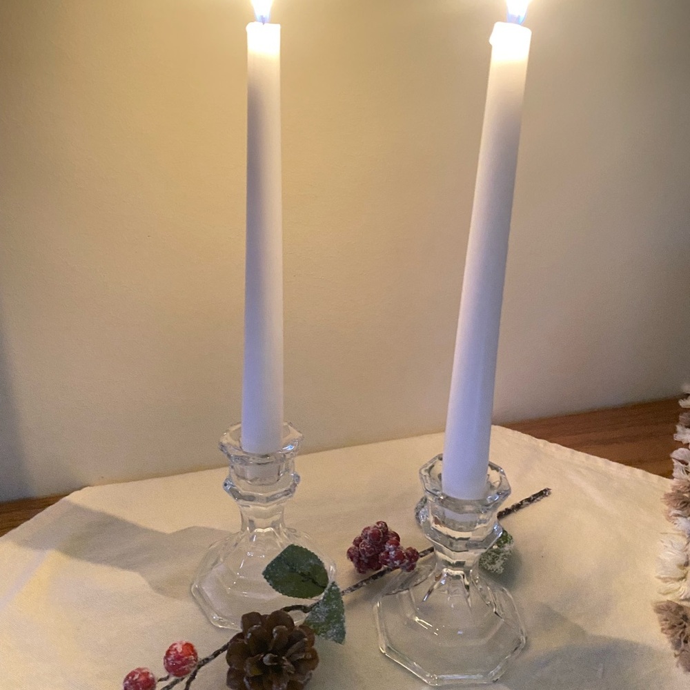 1 pair Clear Crystal Candle Holders for Taper Candles